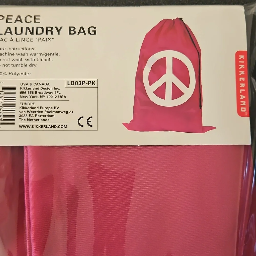 Kikkerland Pink Peace Laundry Bag